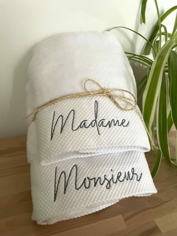 Lot de 2 serviettes de toilette blanche