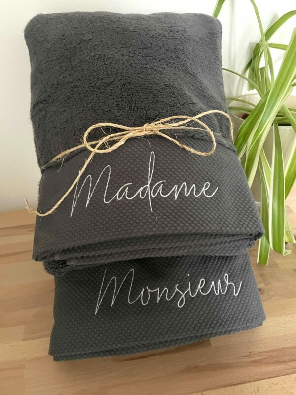 Lot de 2 serviettes de douche grise