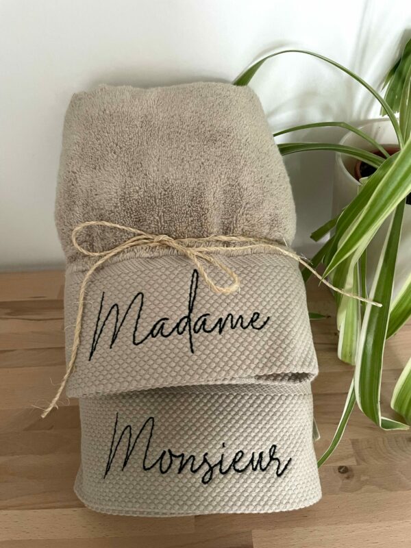 Lot de 2 serviettes de toilette beige