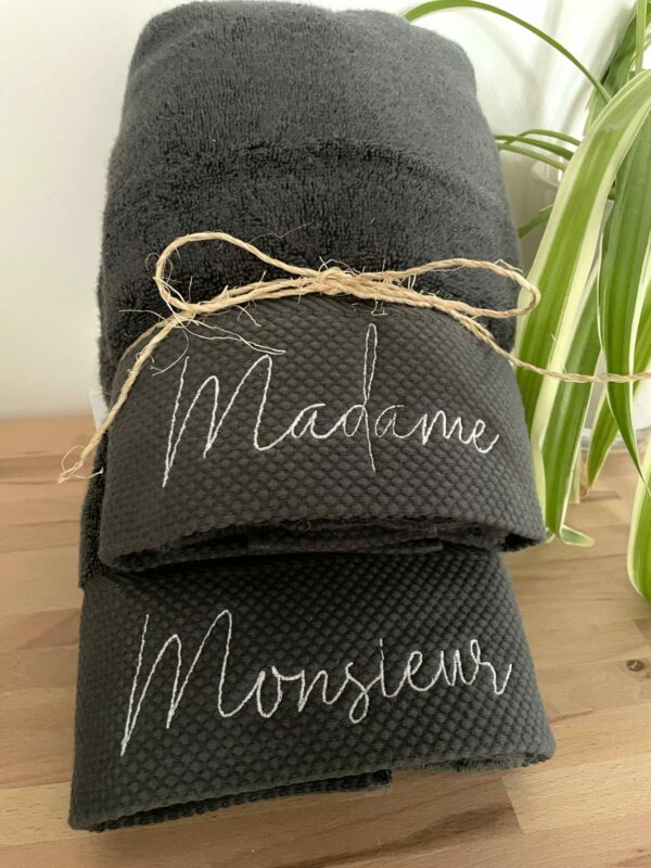 Lot de 2 serviettes de toilette grise