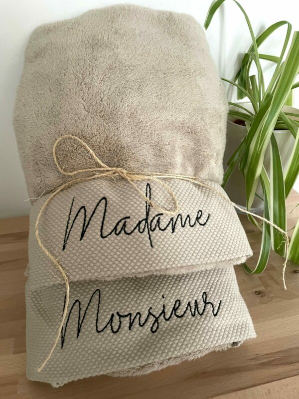 Lot de 2 serviettes de douche beige